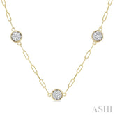 1 Ctw Lovebright Round Cut Diamond Paperclip Station Necklace in 14K Yellow and White Gold